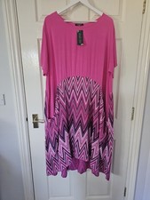 Made In Italy Dress Pink One Size P2P 25" Pockets Lagenlook Summer Colourful New