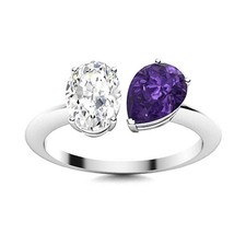 Crown Chakra Amethyst Gemstone Trendy Artisan Byapss Sister Ring 925 Silver
