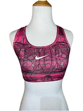 NIKE PRO Pink Gray Black Sports Bra Size Small Dri-Fit
