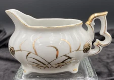 Vtg. Lefton China Mini Creamer, #20120 'Wheat' Pattern, Hand-Painted Gold Trim