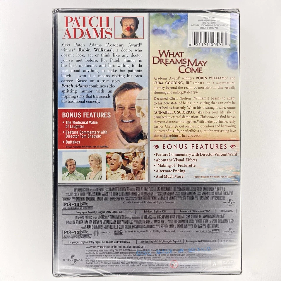 Patch Adams & What Dreams May Come DVD Brand New Sealed Free Shipping - Image 2 of 4