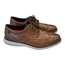 Rockport Men's Shoes Garett Wingtip Leather Derby Comfort Oxford Brown Sz 8.5