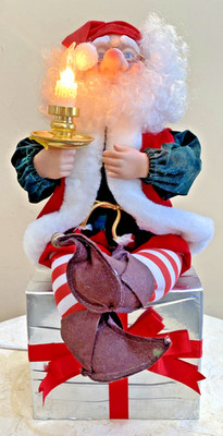 Telco MOTION-ettes of Christmas Animated SANTA'S ELF with Lighted Candle Tested