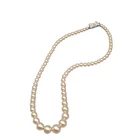 Vintage Faux Pearl Glass Bead Necklace Graduated Estate Costume Jewelry 16"