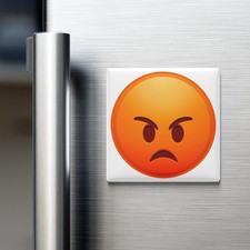 Red Angry Face Emoji Fridge Magnet 2x2 Made in USA