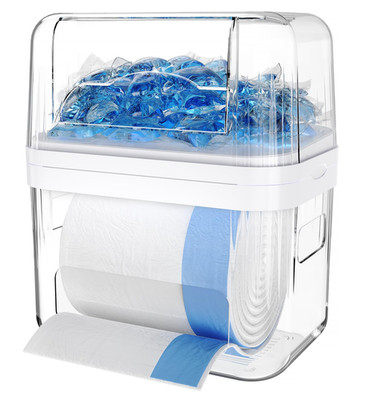 Trash Bag Dispenser & Dishwasher Pods Container, 3 in 1 Clear Acrylic Garbage Ba