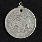 Seated Liberty Dollar Silver Coin W/ Sterling Bezel & Bail Holed