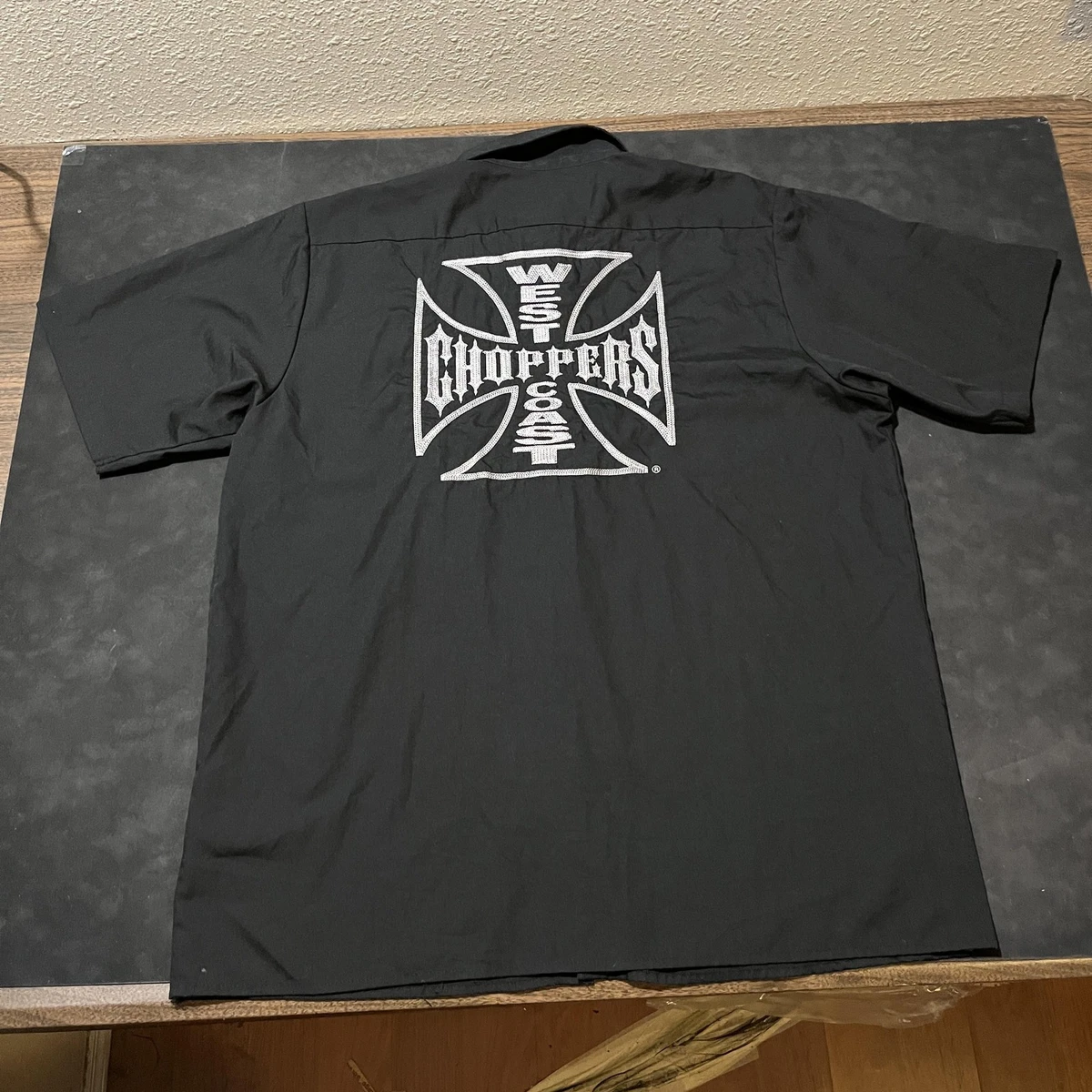 West Coast Choppers Short Sleeve Casual Button-Down Shirts for Men