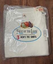 Vintage 3 Pack Fruit Of The Loom Tshirts 1980s Men 46-48 In Package
