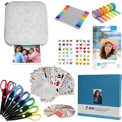 HP Sprocket 3x4 Portable Instant Printer Album Zink Paper Scissors Bundle
