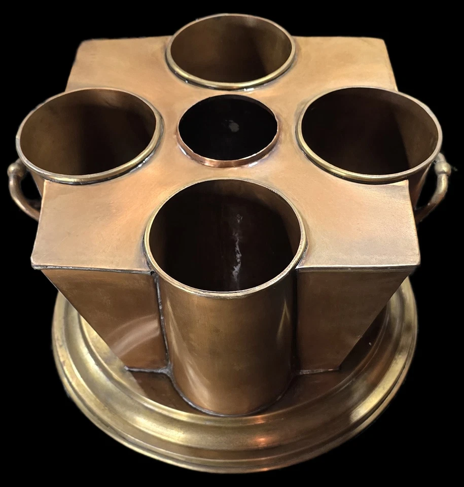 Enfriador de vino de cobre vintage cubo de hielo enfriador carrito sólido con latón 8,8 lb Foto 3 de 4