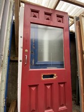 ANTIQUE FRONT DOOR - EDWARDIAN era Ornate Design / Reclaimed / With Glass