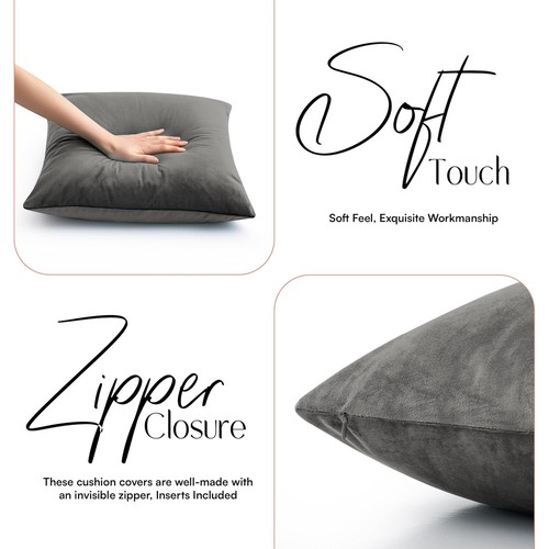 Crushed Velvet Cushion Covers OR Filled Cushions 18''x18'' Sofa Pillows Pack 1,2 - Picture 83 of 180
