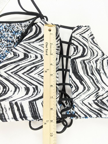 Volcom Womens Bikini Size M 2 Pc Black Blue Stay Tuned Tie Reversible New w tags - Picture 8 of 9