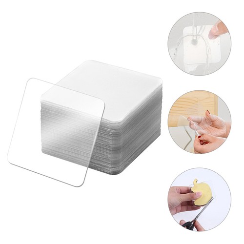 100 Pcs Nano Double-sided Adhesive Sheets Tape Sticky for Wall Hanging Stickers