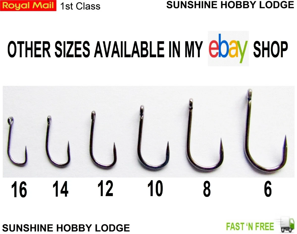 Carp Coarse Fishing Hooks Size 8 - Eyed Barbless Straight Shank Medium Gape  UK