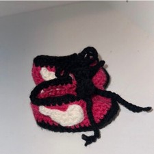 vintage crochet baby booties pink shoes handmade multi pink white black summer