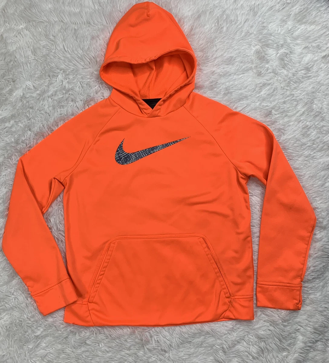 Nike Girls Hoodie Size XL Orange Blue Hooded Sweatshirt With Thumb