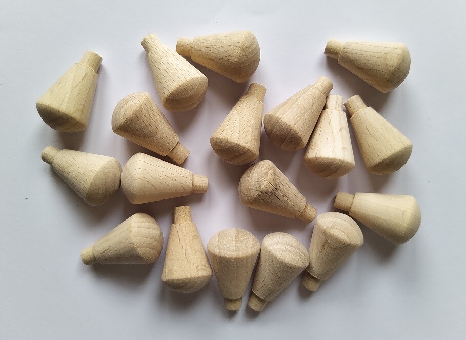 Mini Beech Wooden Knobs – Unfinished Shaker Peg Hangers For Drawers, Miniature Hangers, 12mm Height, Poland Made