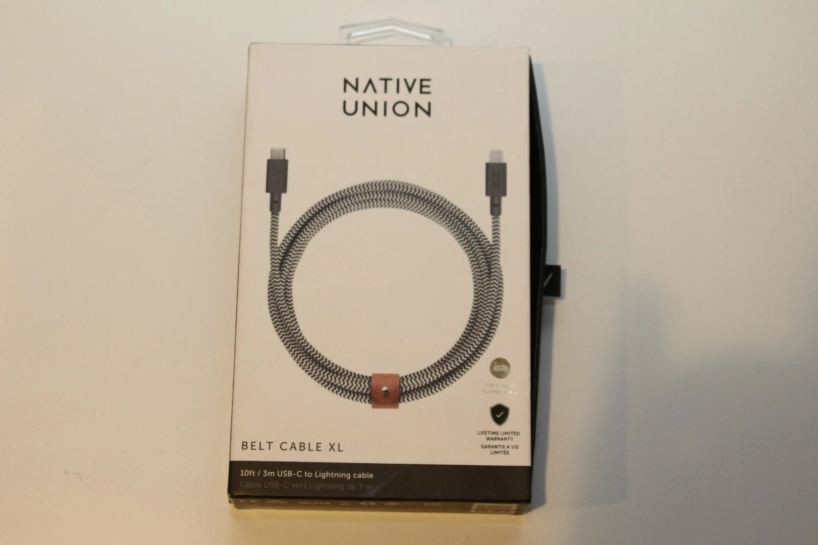 Native Union Belt Cable XL 10' Lightning to USB-C Cable - Zebra - Thumbnail 3