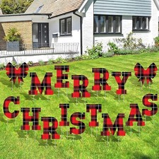 KatchOn, Buffalo Plaid Merry Christmas Yard Sign with