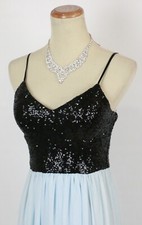 New Windsor $75 Blue Black Long Dress Sleeveless Gown Evening Size 1 Formal NWT