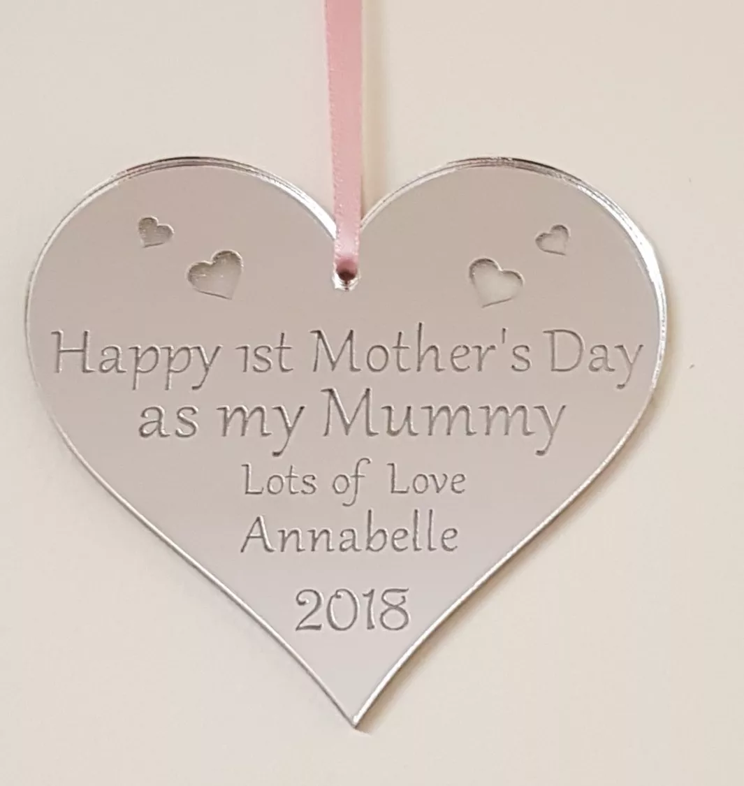 PERSONALISED FIRST MOTHERS DAY GIFTS FOR HER MUMMY KEEPSAKE PLAQUE MIRROR HEART