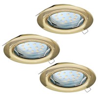 Set 3X Led Einbauleuchte Spot Peneto GU10 3W 68Mm Gold Messing Eglo 94404