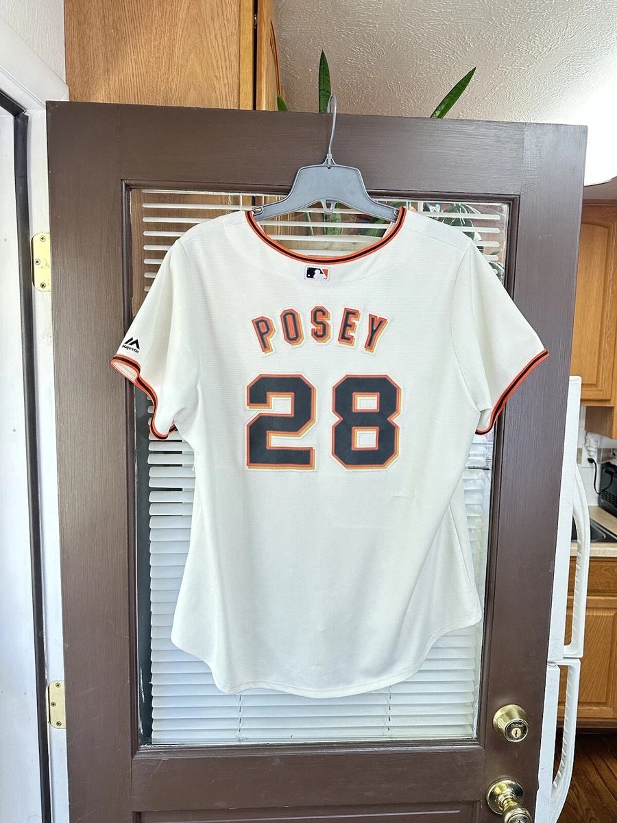 WOMENS Buster Posey #28 San Francisco Giants STITCHED Cream MLB Baseball  Jersey