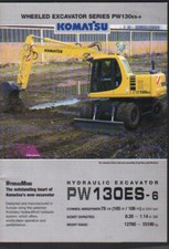 Komatsu "PW130ES-6" Wheeled Hydraulic Excavator Brochure Leaflet