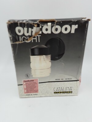 NOS Catalina Lighting Outdoor Wall Light 401ROJO Black Gal Steel Jerry Jar Shade