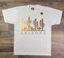 VTG Best Screen Stars L Arizona Single Stitch Gold Cactus USA T-Shirt Unisex