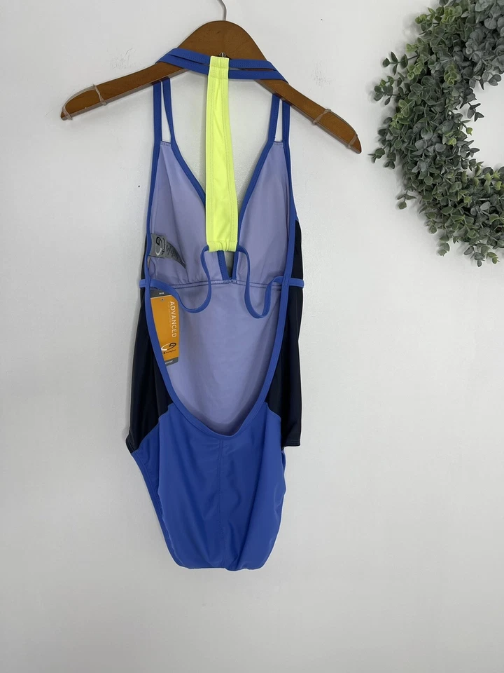 Traje de baño Champion de una pieza para mujer talla L 10-12 traje de baño a rayas atlético Foto 3 de 4