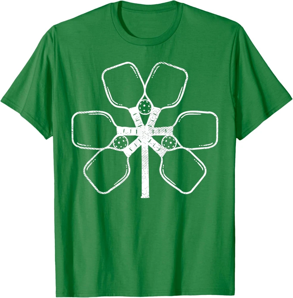 Pickleball Shamrock Clover Fun St Patricks Day Player Coach T-Shirt Hoodie