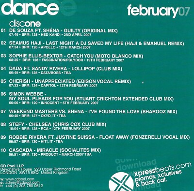 CD Pool Dance Feb 2007-2xCD Sophie Ellis-Bextor/Cascada/Alex Gaudino/Kim Sozzi