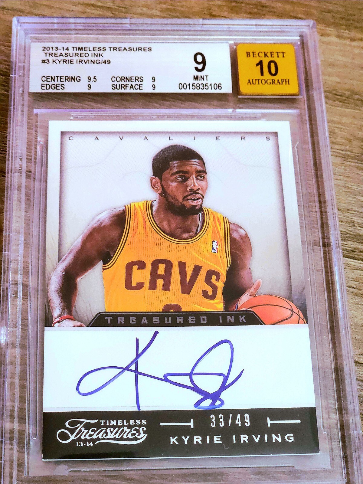 Kyrie Irving Cleveland Cavaliers 2013-14 TIMELESS TREASURES TREASURED INK /49 ON CARD AUTO BGS 9 #3 