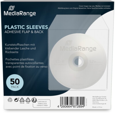 100 Mediarange Plastiktaschen Klebestreifen Lasche und Rückseite transparent
