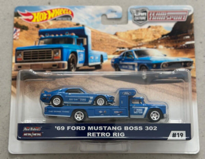 Hot Wheels Team Transport 69 Ford Mustang Boss 302 Retro Rig Rennteam