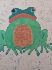 Abstract ORIGINAL Frog Animal Painting Whimsical Impressionism 8x8  Home Decor 