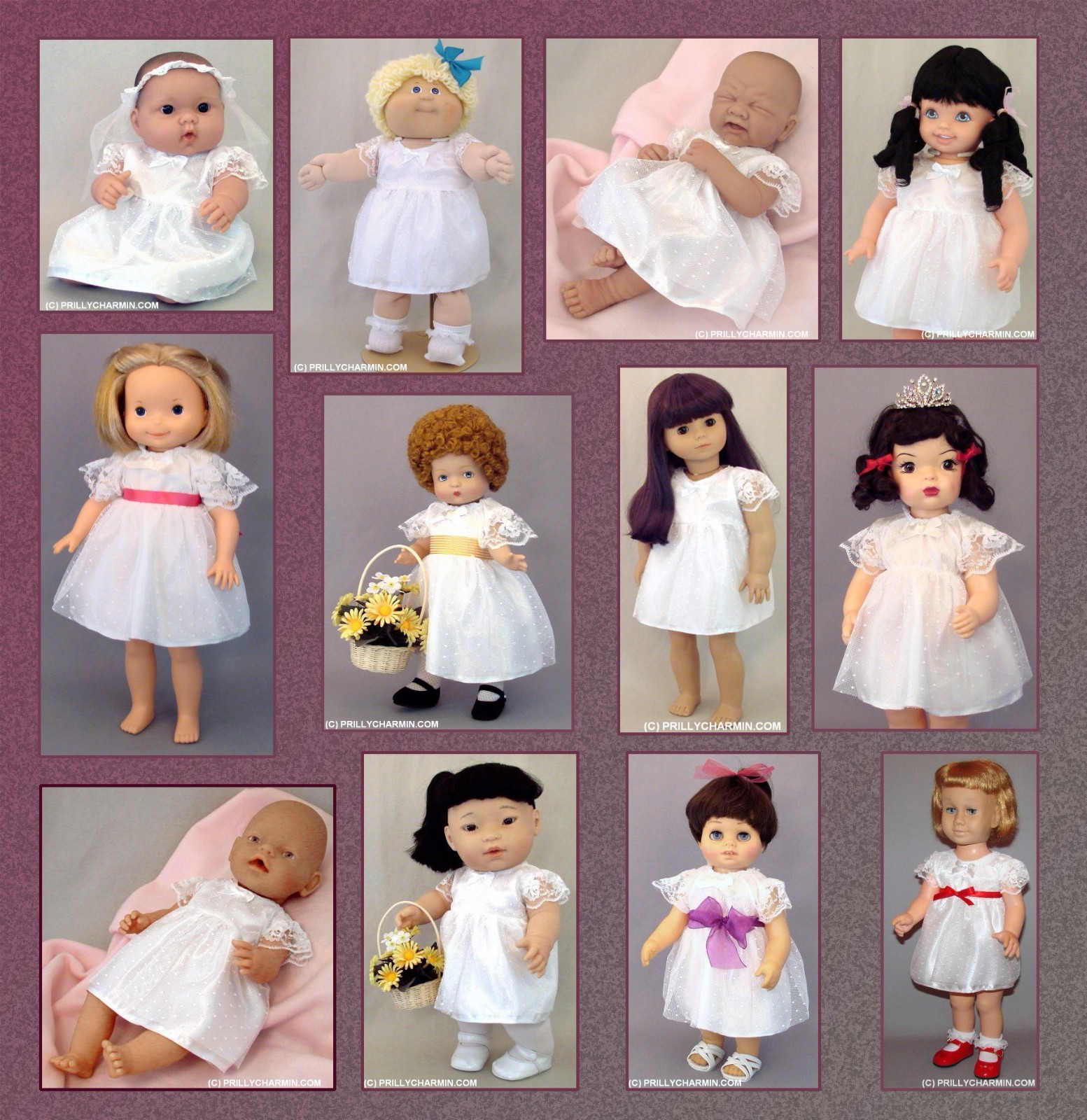 White Lace Dress for BRIDES, ANGELS, 1ST COMMUNION - Fit Many Dolls