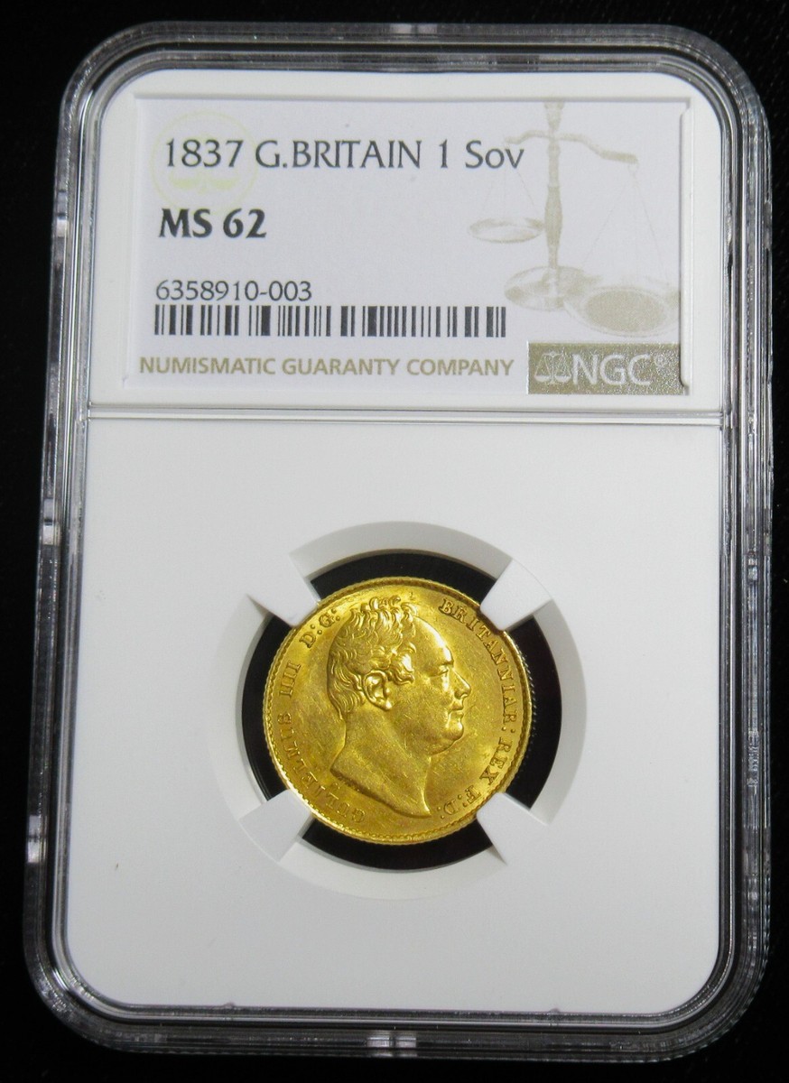 Great Britain: William IV gold Sovereign 1837 MS62 NGC, KM717, S