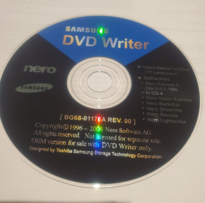NERO SAMSUNG DVD SOFTWARE WRITER BG68-01178A REV 00 | eBay