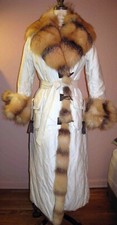 Black Friday Fur Wault White Red Fox Fur Puffer Coat Long Size 4us Ski Lodge
