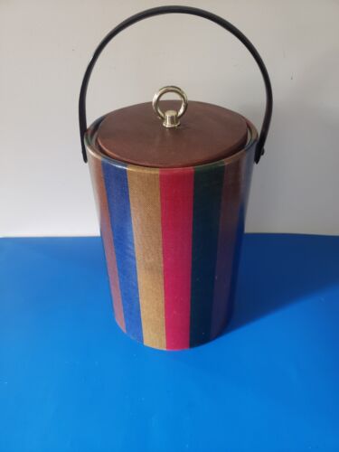 VTG MCM Signed Morgan Brigade Ice Bucket Stripes Mid-Century Modern - Picture 1 of 8