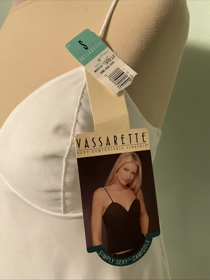 Top Camisola Vintage Vassarette Blanco Satinado Simplemente Sexy Talla S Hecho en EE. UU. NUEVO CON ETIQUETAS Foto 4 de 4