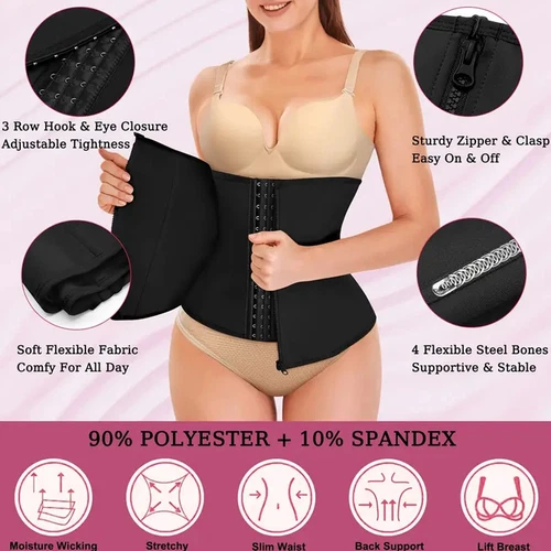 Taillentrainer Damen Korsett Sauna Schweiß Abnehmen Body Shaper Gürtel Haken&Augen - Bild 6 von 21