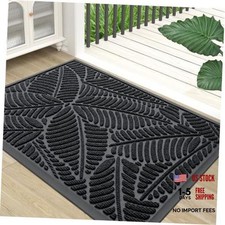 Waterproof Front Doormat, Sturdy Natural Rubber 29.5" X 17" Rectangular Black