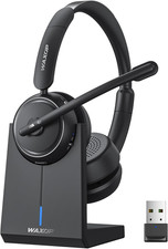 Wireless Headset with Mic for Work, Bluetooth Headset with Microphone Noise Canc