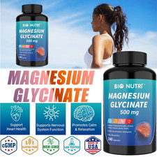 Magnesium Glycinate 500mg 240 Capsules For Sleep Stress Relief Support Bone Lot - Image 2