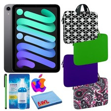 Apple iPad Mini 6 256GB, Wi-Fi, Space Gray Bundle with Zipper Sleeve